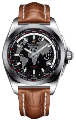 Breitling Galactic Unitime Black Dial Brown Leather Automatic Men's watch WB3510U4-BD94BRCT