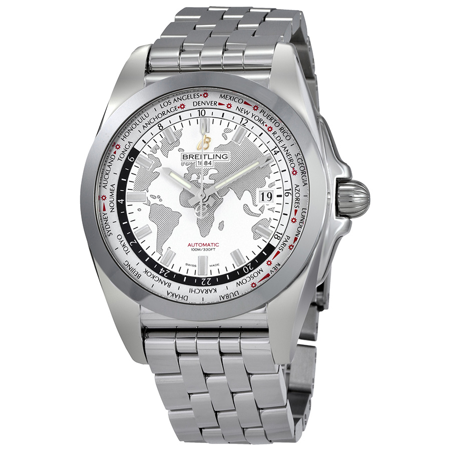 Breitling Galactic Unitime Automatic White Dial Men's Watch WB3510U0-A777SS