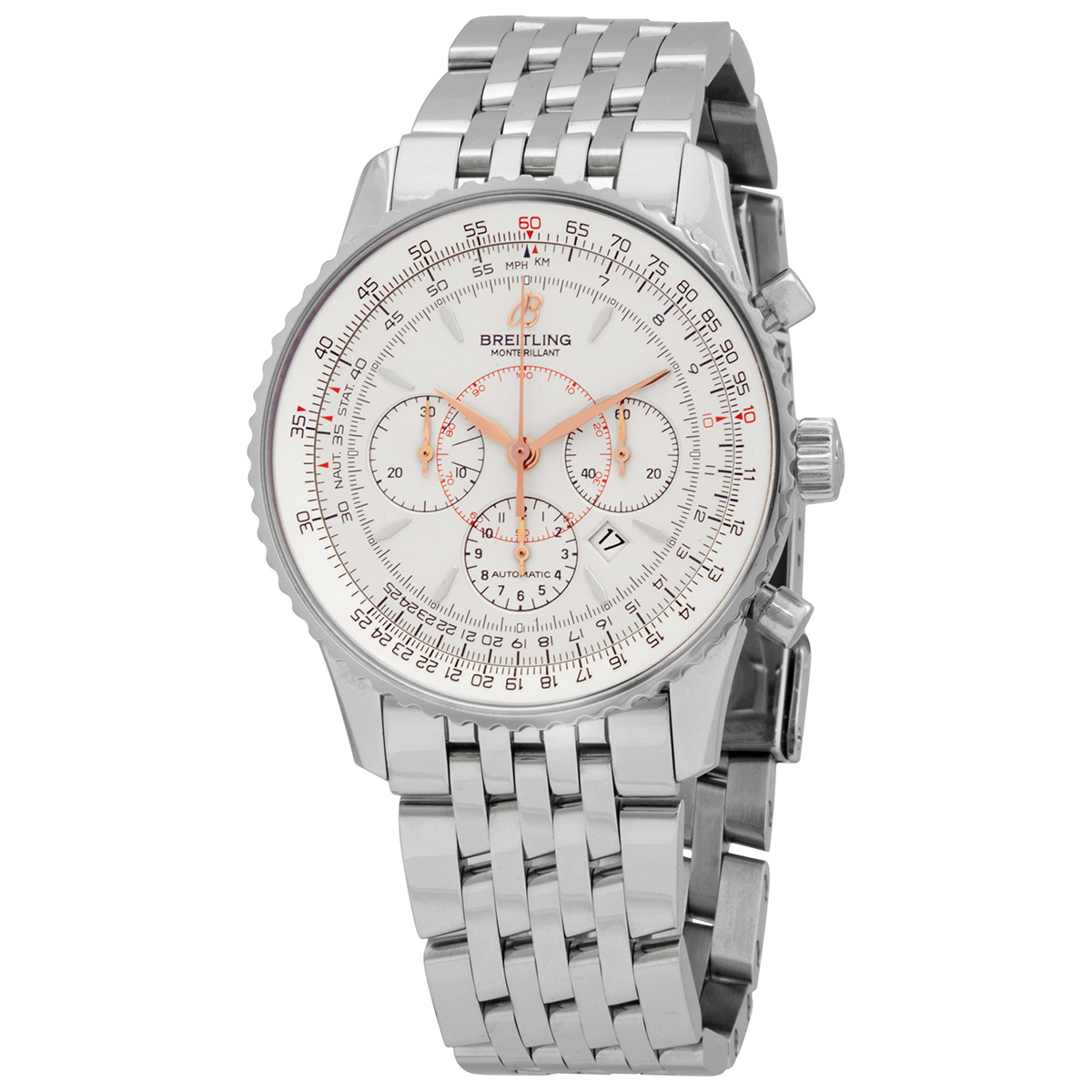Breitling Montbrilliant Chronograph Automatic Silver Dial Men's Watch A4137012-G634-444A