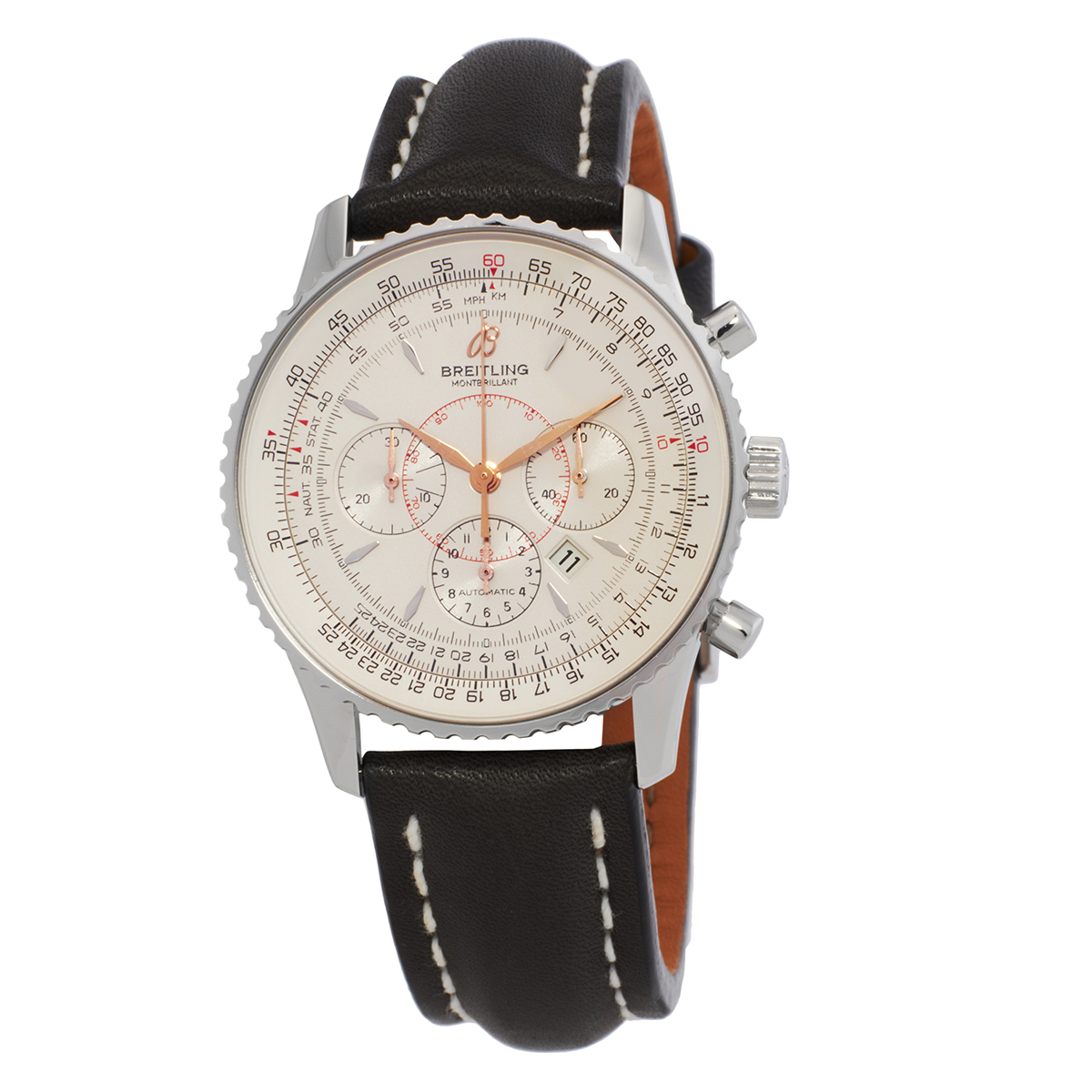 Breitling Montbrilliant Chronograph Automatic Silver Dial Men's Watch A4137012-G634BKLD