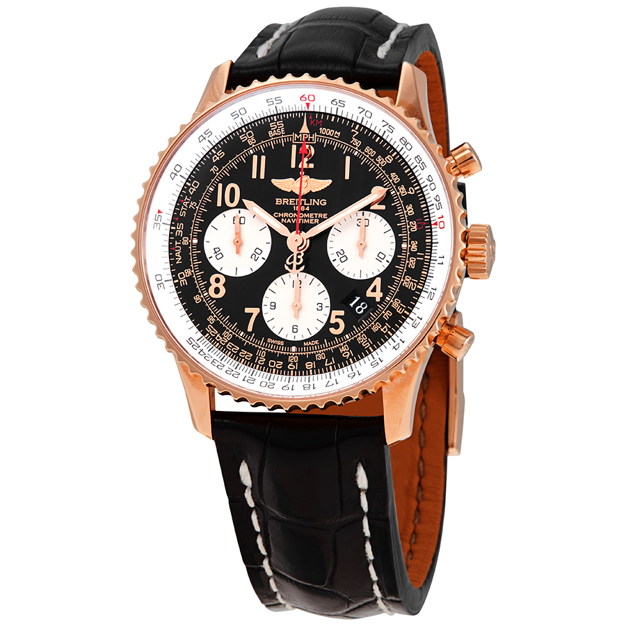 Breitling Navitimer 01 Black Dial 18k Rose Gold Chronograph Men's Watch RB012012/BB07BKCT