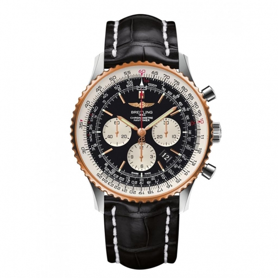 Breitling Navitimer 01 Black Dial Two-tone Chronograph Men's Watch UB012721/BE18BKCD
