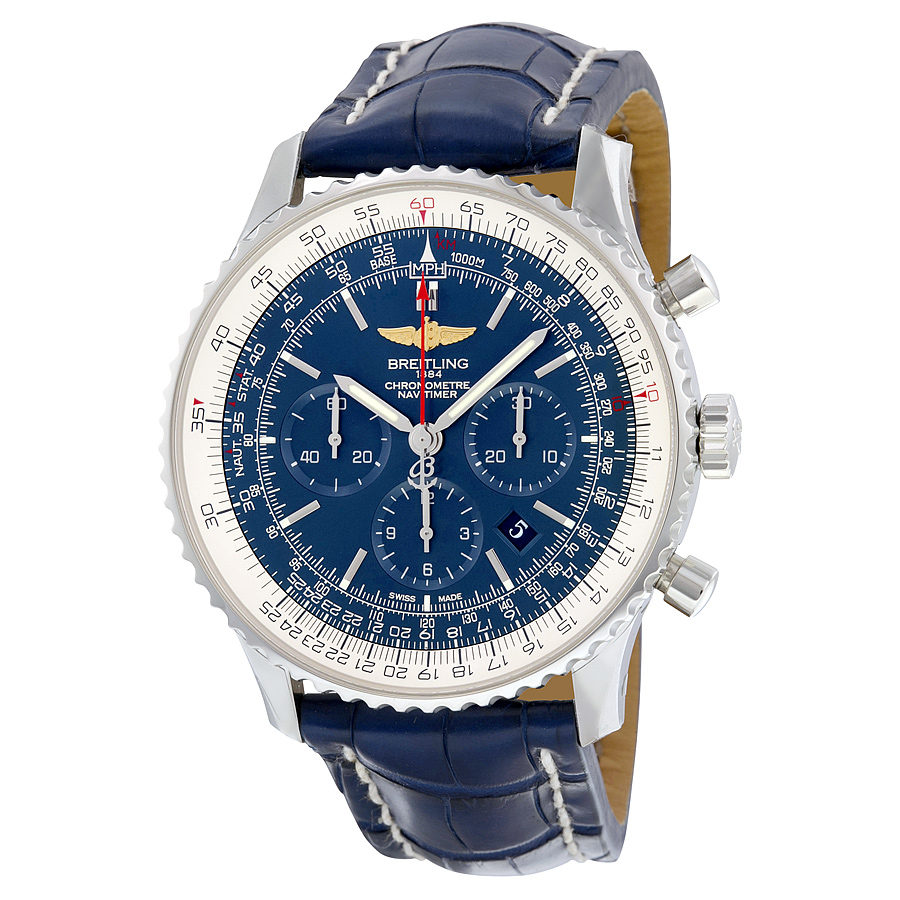 Breitling Navitimer 01 Chronograph Automatic Blue Dial Blue Leather Men's Watch AB012721-C889BLCD