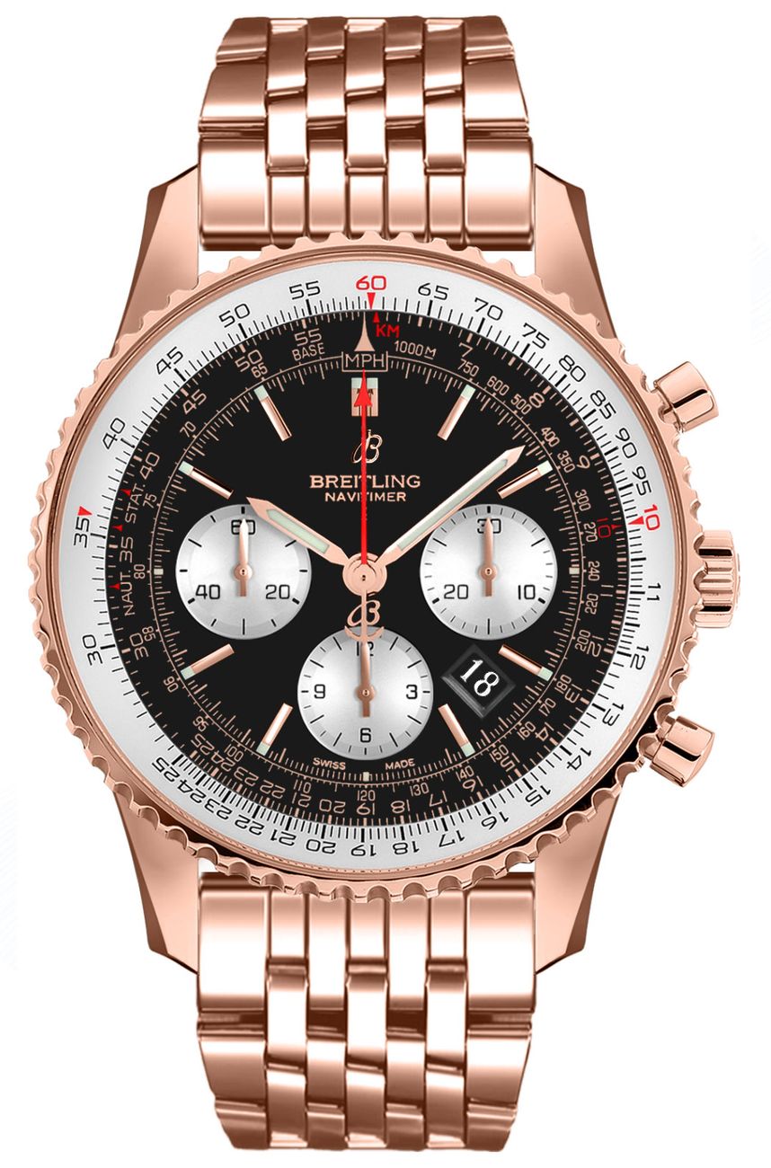 Breitling Navitimer 1 Chronograph Automatic Chronometer Black Dial Men's Watch RB0121211B1R1