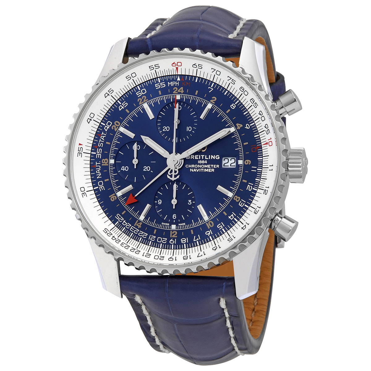 Breitling Navitimer 1 Chronograph GMT 46 Automatic Blue Dial Watch A24322121C2P1