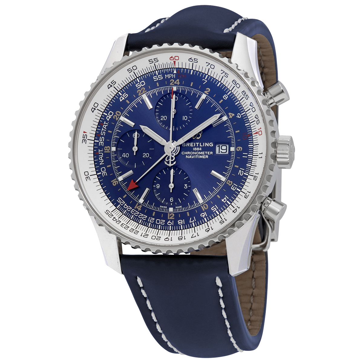 Breitling Navitimer 1 Chronograph GMT 46 Automatic Chronometer Blue Dial Men's Watch A24322121C2X2