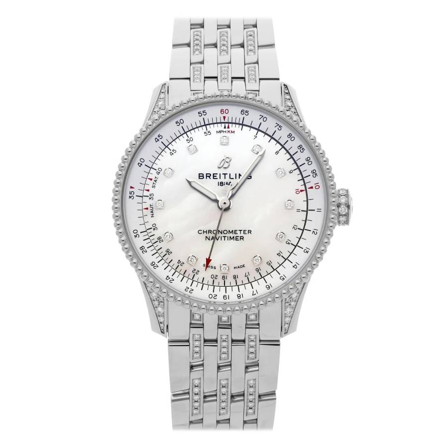 Breitling Navitimer Automatic Chronometer Mother of Pearl Dial Ladies Watch A17395721G1A1