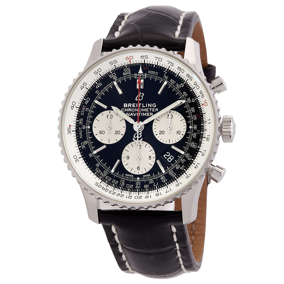 Breitling Navitimer Chronograph Automatic Chronometer 43 mm Alligator Men's Watch AB0121211B1P1