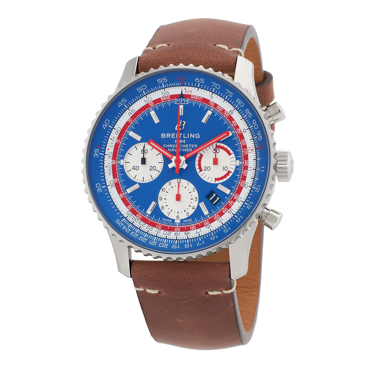 Breitling Navitimer Chronograph Automatic Chronometer Blue Dial Men's Watch AB01212B1C1X1