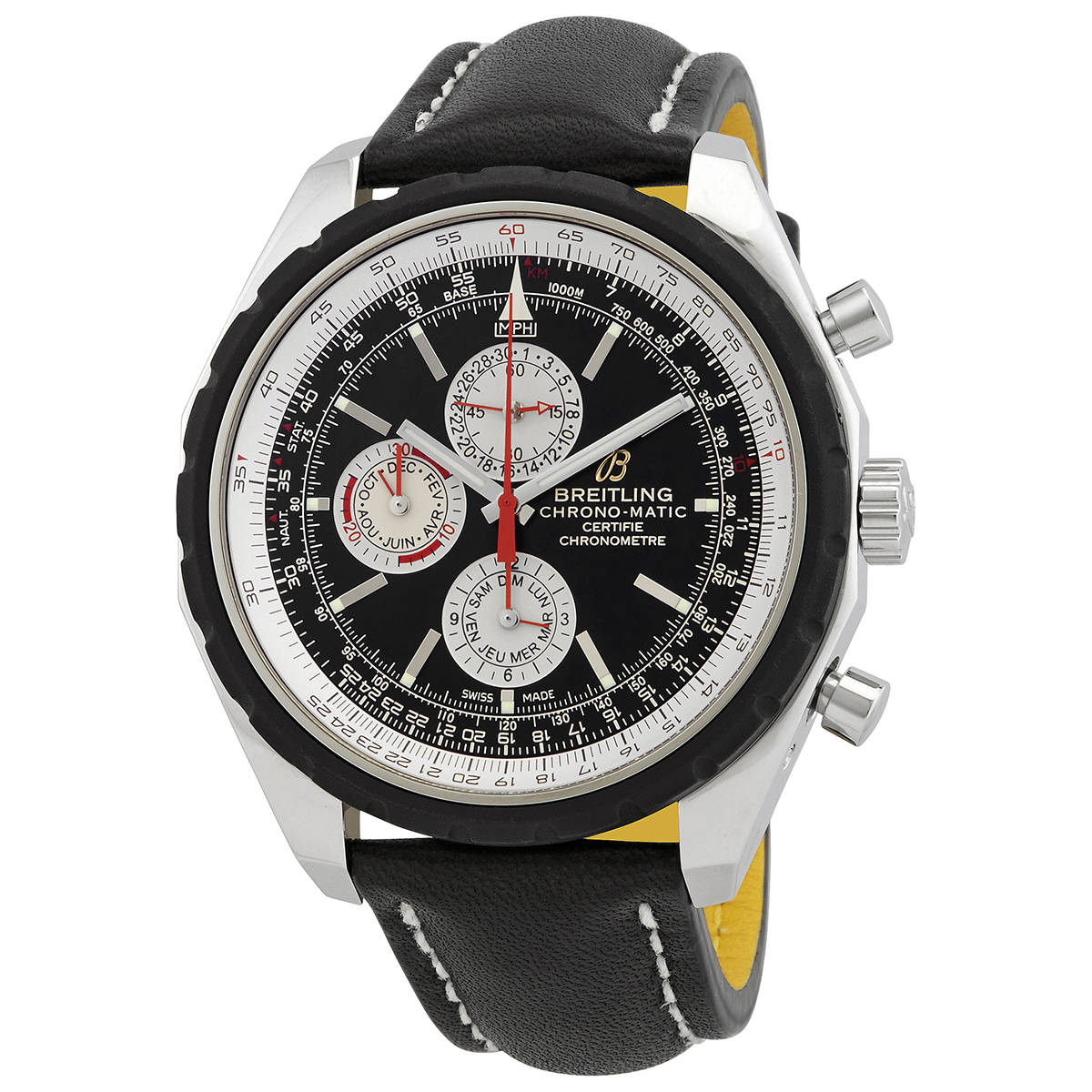 Breitling Navitimer Chronomatic 1461 Chronograph Automatic Chronometer Black Dial Men's Watch A1936002/B963-441X/A20BA.1