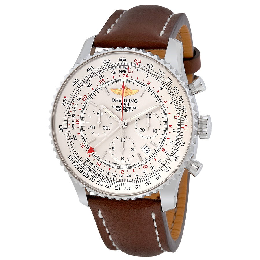Breitling Navitimer GMT Chronograph Brown Leather Men's Watch AB044121-G783BRLT