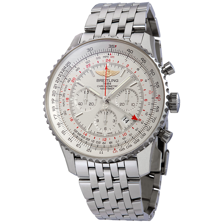 Breitling Navitimer GMT Silver Dial Stainless Steel Men's Watch AB044121/G783SS
