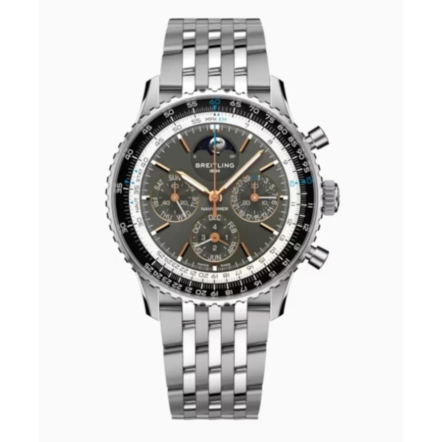 Navitimer Perpetual Chronograph Automatic Chronometer Moon Phase Grey Dial Men's Watch