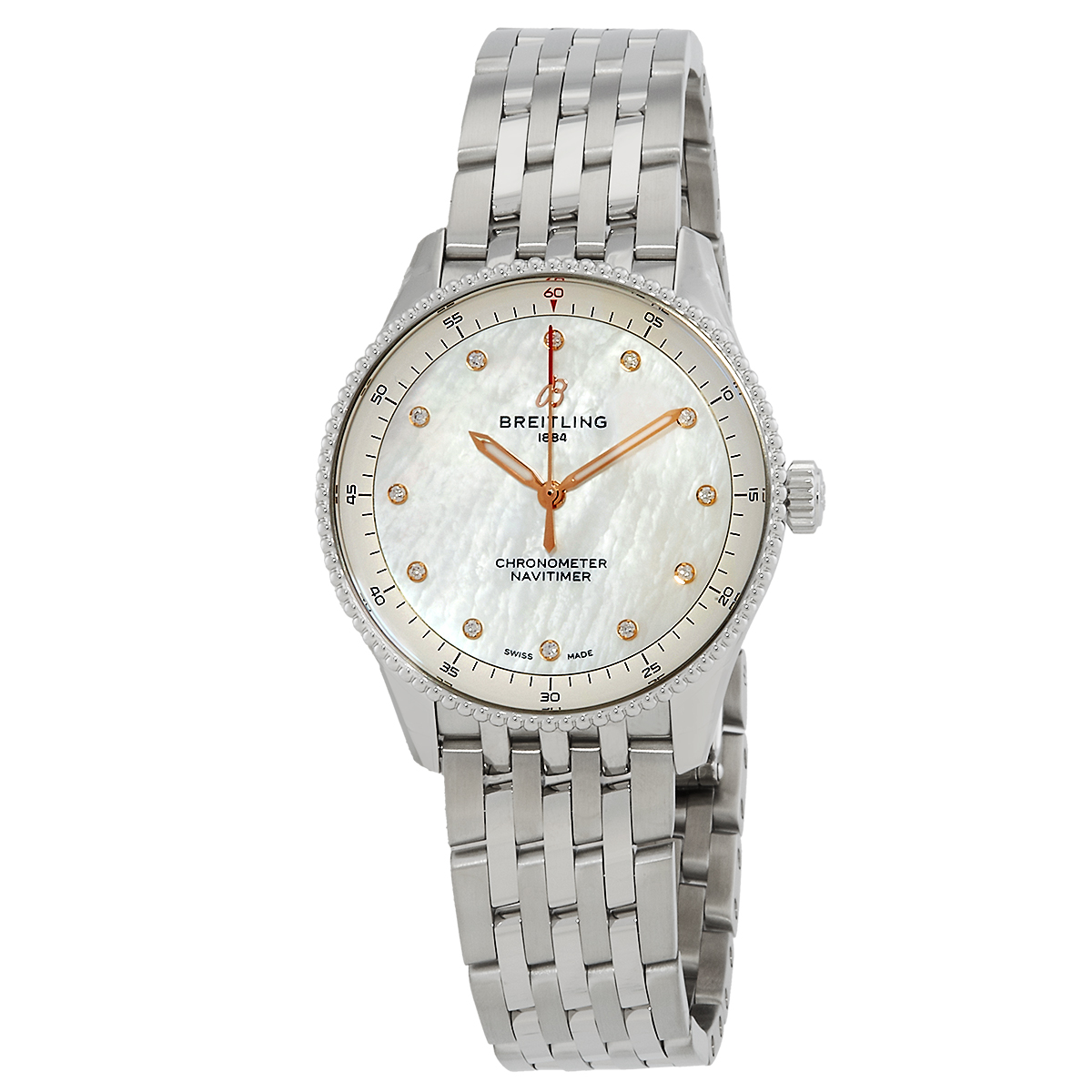 Breitling Navitimer Quartz Diamond White Mother of Pearl Dial