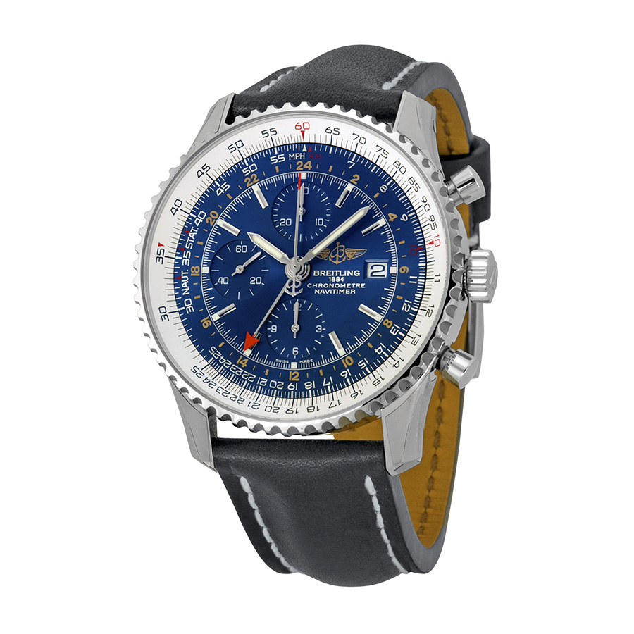 Breitling Navitimer World Blue Dial Chronograph Men's Watch A2432212-C651BKLT