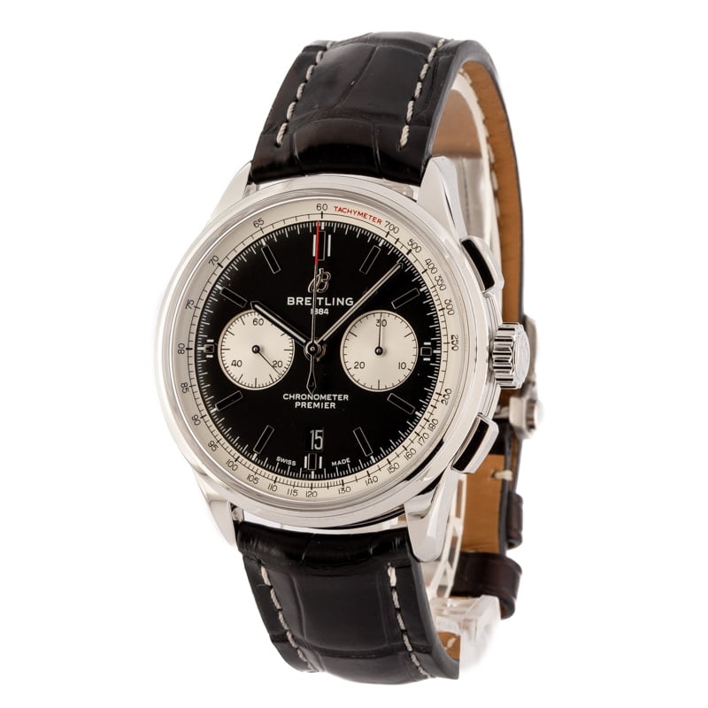Breitling Premier B01 Chronograph Automatic Black Dial Men's Watch AB0118371B1P2