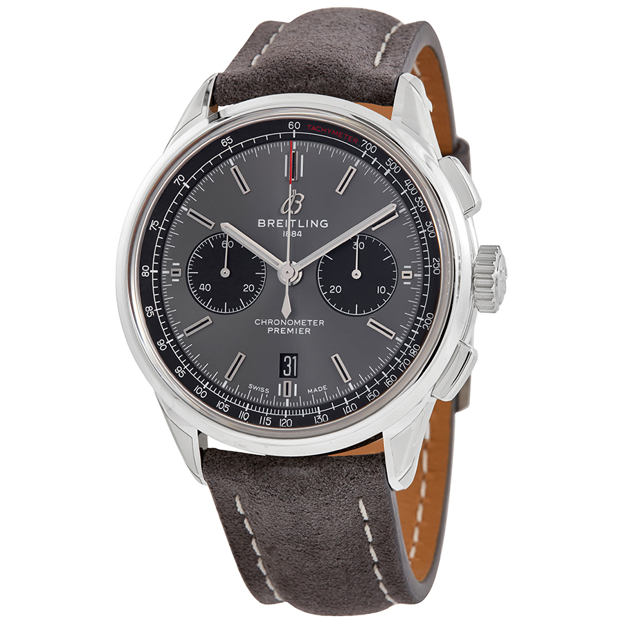 Breitling Premier Chronograph Automatic Chronometer Anthracite Dial Men's Watch AB0118221B1X2