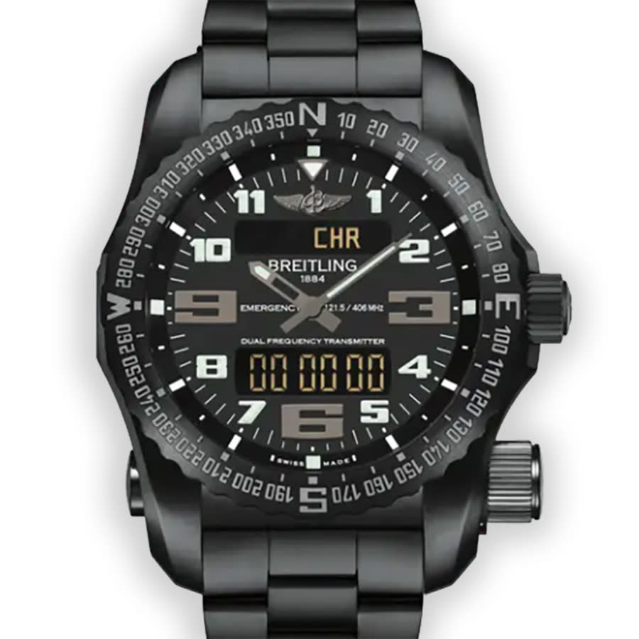 Breitling Professional Perpetual Alarm GMT Quartz Analog-Digital Chronometer Black Dial Men's Watch V76325221B1V1