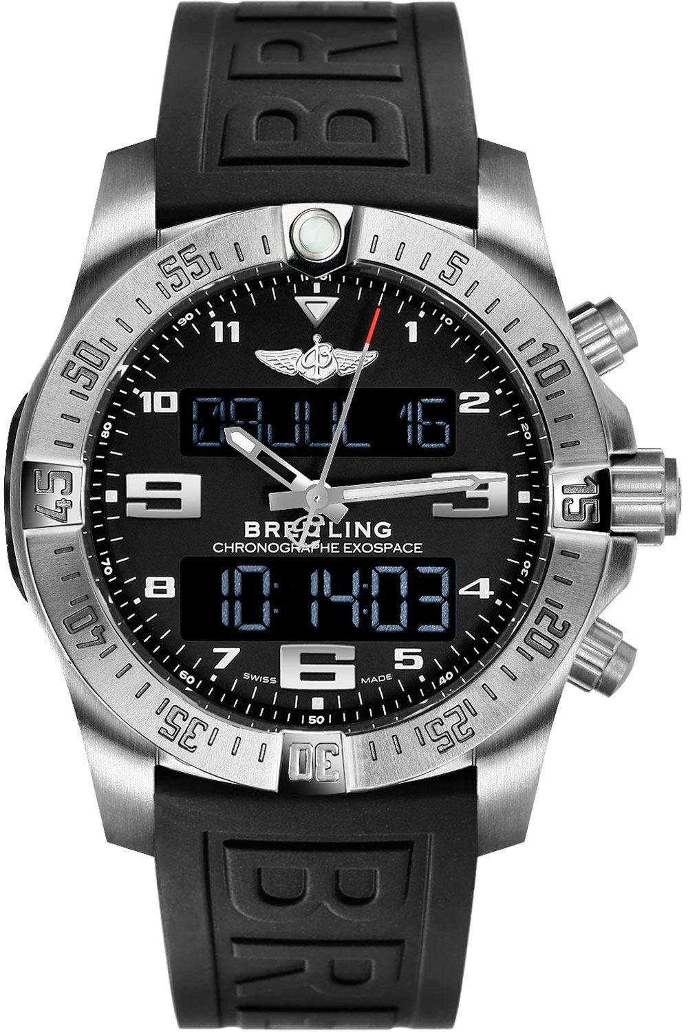 Breitling Professional Perpetual Chronograph Quartz Analog-Digital Chronometer Black Dial Men's Watch eb5510h1/be79/155s.e