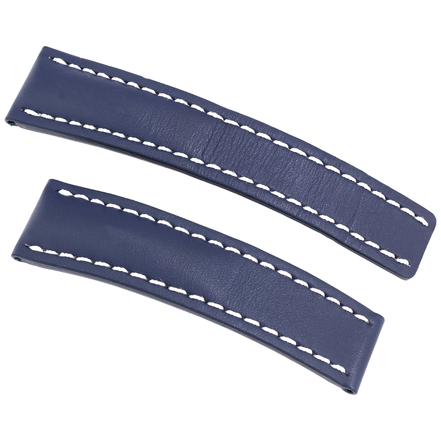 Breitling Strap styled in Blue Leather and White Stitching 22-20mm 112X