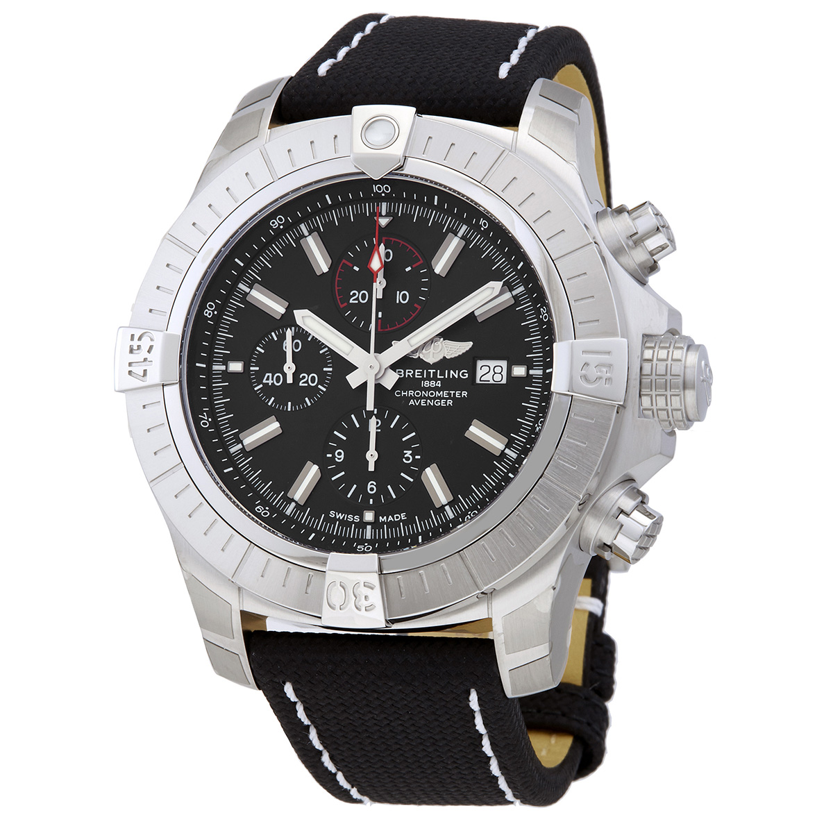 Breitling Super Avenger Chronograph Automatic Chronometer Black Dial Men's Watch A13375101B1X2