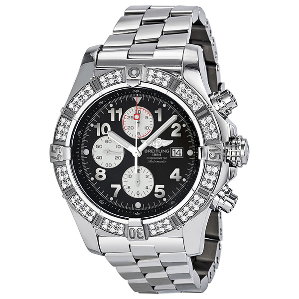Breitling Super Avenger Chronograph Black Dial Men's Watch A1337053-B973SS