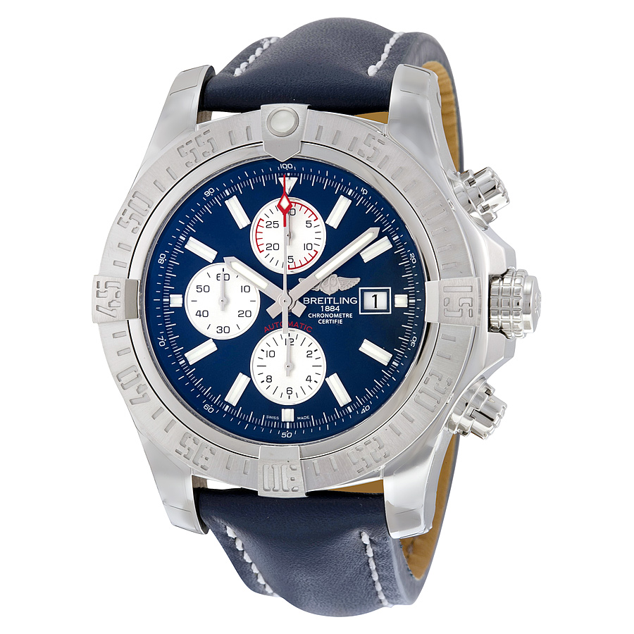 Breitling Super Avenger II Automatic Chronograph Blue Dial Blue Leather Men's Watch A1337111-C871BLLD