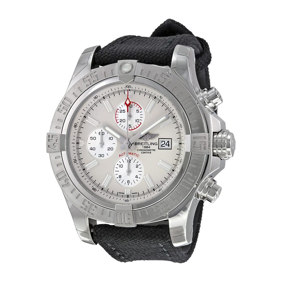 Breitling Super Avenger II Chronograph Stratus Silver Dial Black Fabric Men's Watch A1337111-G779BKFT