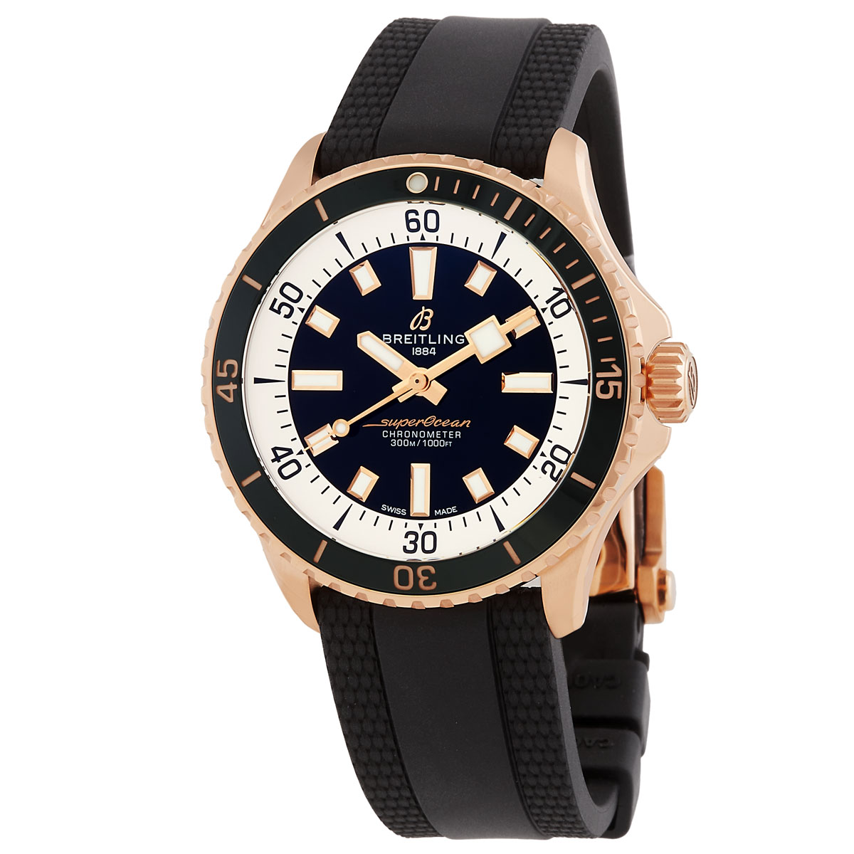 Breitling Superocean 42 18kt Red Gold Automatic Black Dial Men's Watch R17375211B1S1