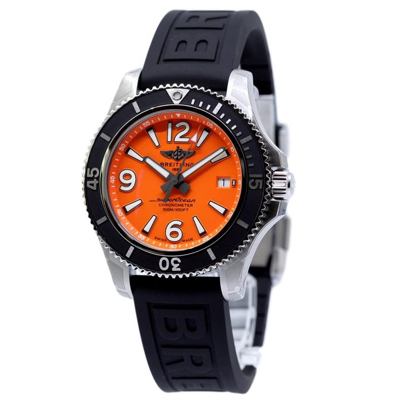 Breitling SUPEROCEAN 42 Automatic Chronometer Orange Dial Men's Watch A17366D7101S2