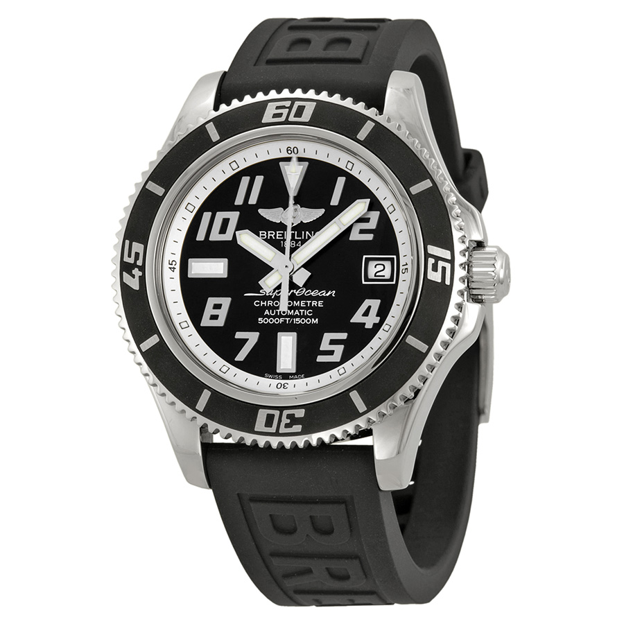 Breitling SuperOcean 42 Mechanical Black Dial Black Rubber Men's Watch A1736402-BA29BKPT3