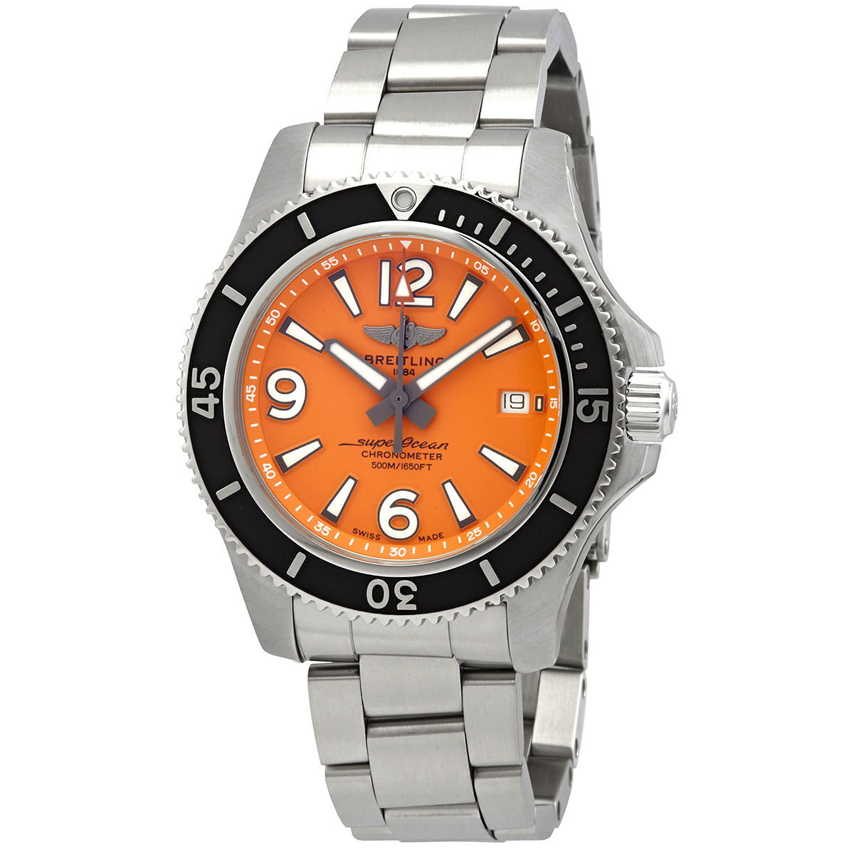 Breitling Superocean Automatic Chronometer Orange Dial Men's Watch A17366D7101A1