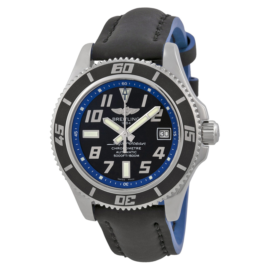 Breitling Superocean Black Dial Automatic Men's Leather Watch A1736402-BA30 223x