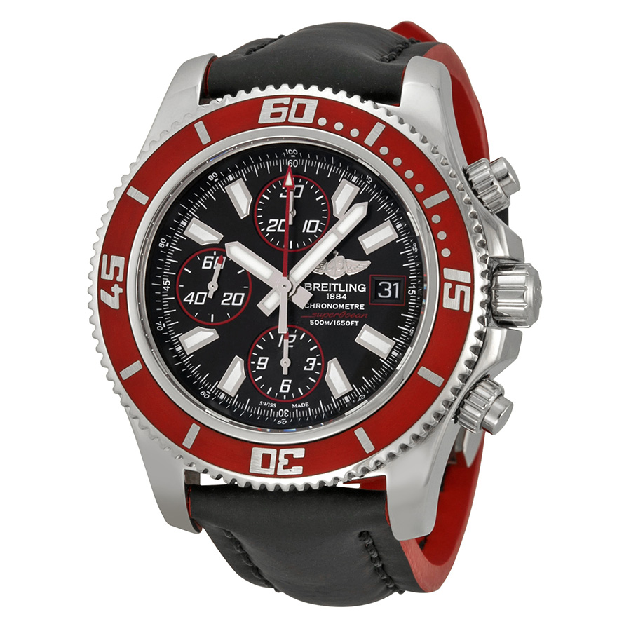 Breitling Superocean Chronograph II Automatic Black Dial Black Leather Men's Watch A13341X9-BA81BKRLT