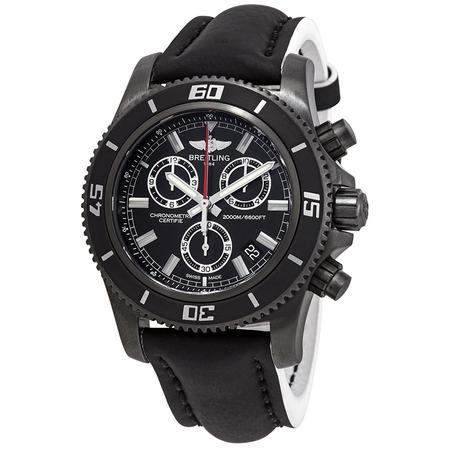 Breitling Superocean Chronograph Men's Black and White Leather Watch M73310B7/BB73BKWLT