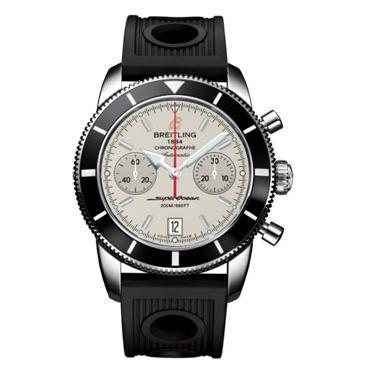 Breitling Superocean Heritage Chronograph Stratus Silver Dial Black Rubber Men's Watch A2337024-G753
