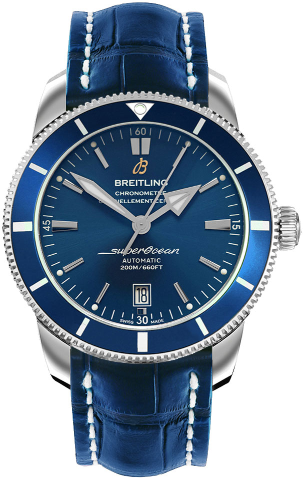 Breitling Superocean Heritage II Blue Crocodile Leather Watch