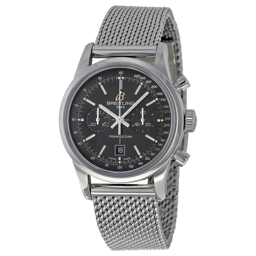 Breitling TransOcean 38 Chronograph Black Dial Stainless Steel Watch A4131012-BC06SS