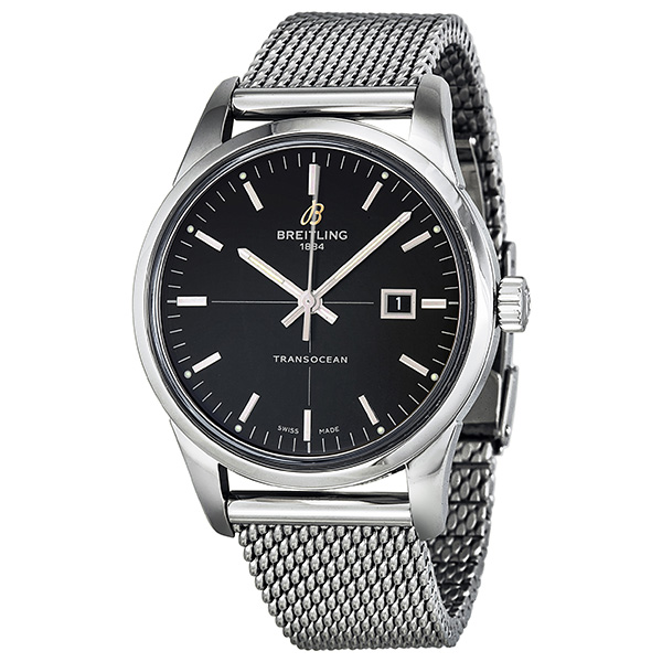 Breitling Transocean Black Dial Stainless Steel Men's Watch A1036012-BA91SS