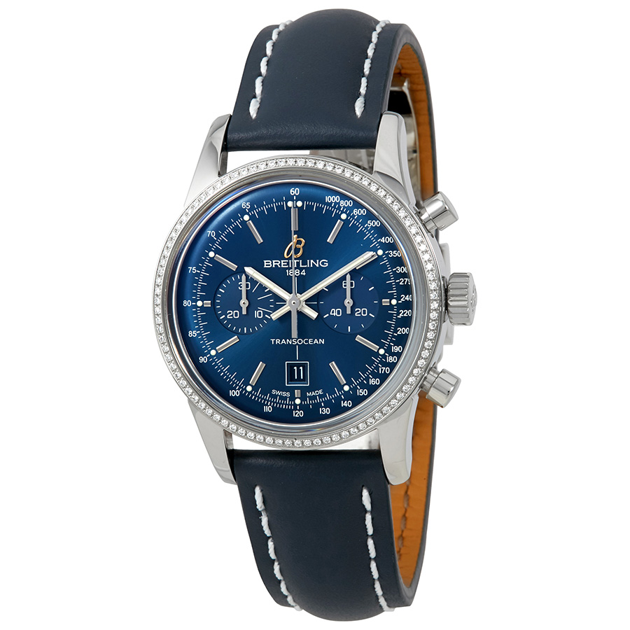 Breitling Transocean Chronograph 38 Blue Dial Diamond Men's Watch A4131053-C862BLLD