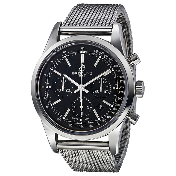 Breitling Transocean Chronograph Automatic Chronometer Black Dial Men's Watch AB015212/BA99
