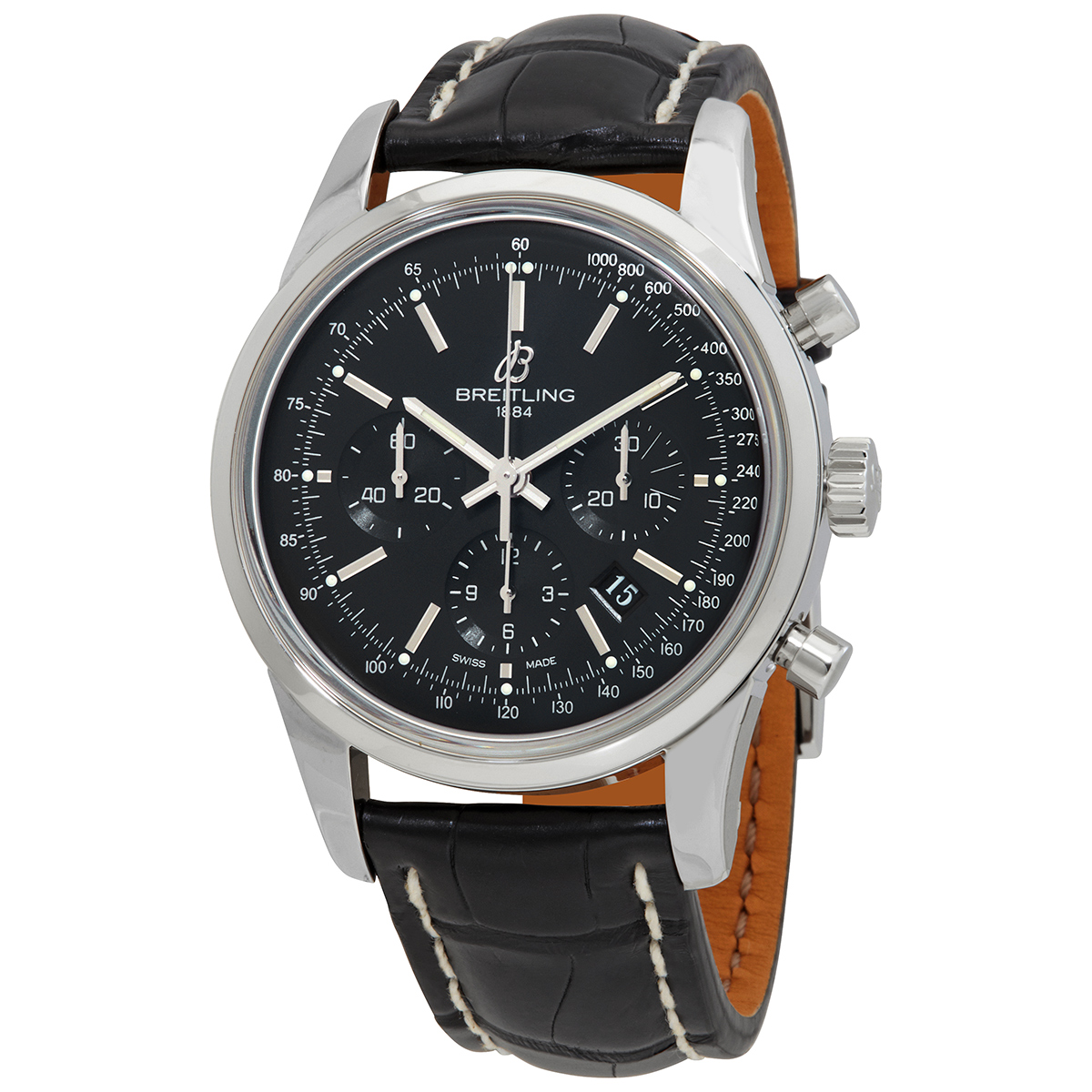 Breitling Transocean Chronograph Automatic Chronometer Black Dial Men's Watch AB015212-BA99BKCT