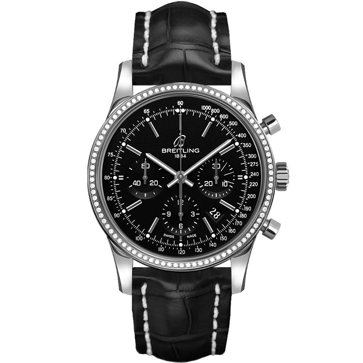 Breitling Transocean Chronograph Automatic Chronometer Black Dial Men's Watch AB015253/BA99-743P