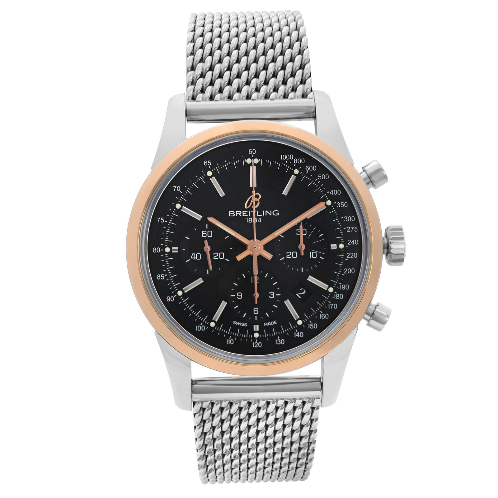 Breitling Transocean Chronograph Automatic Chronometer Black Dial Men's Watch UB015212-BC74SS