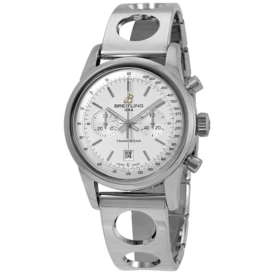 Breitling Transocean Chronograph Automatic Silver Dial Men's Watch A4131012/G757SS