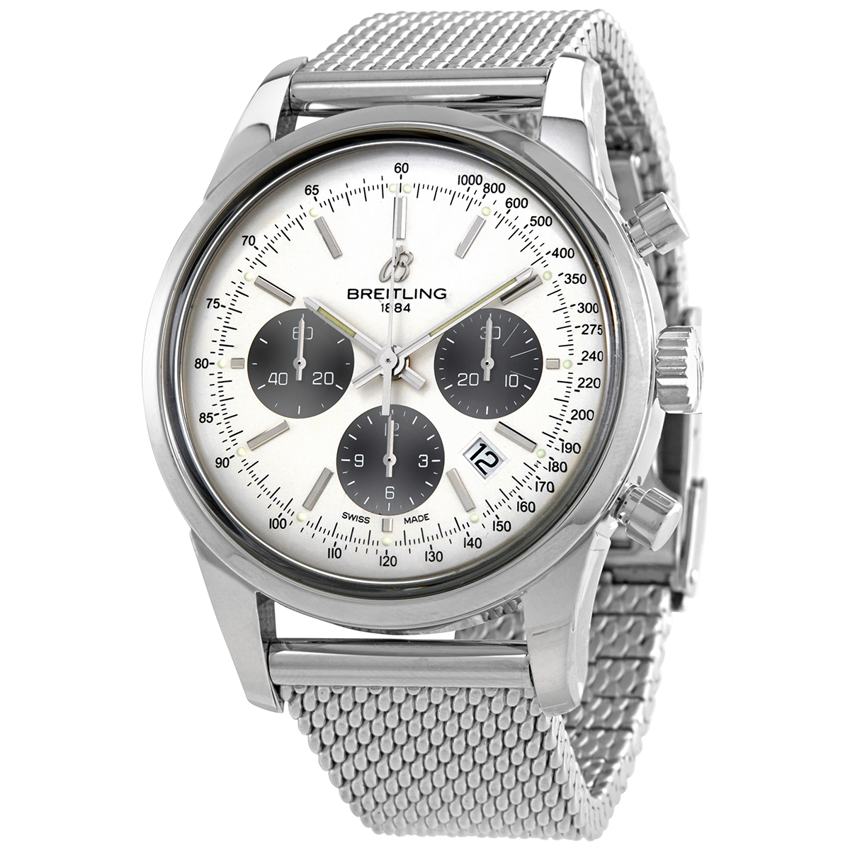 Breitling Transocean Chronograph Automatic Silver Dial Men's Watch AB0152121G1A1