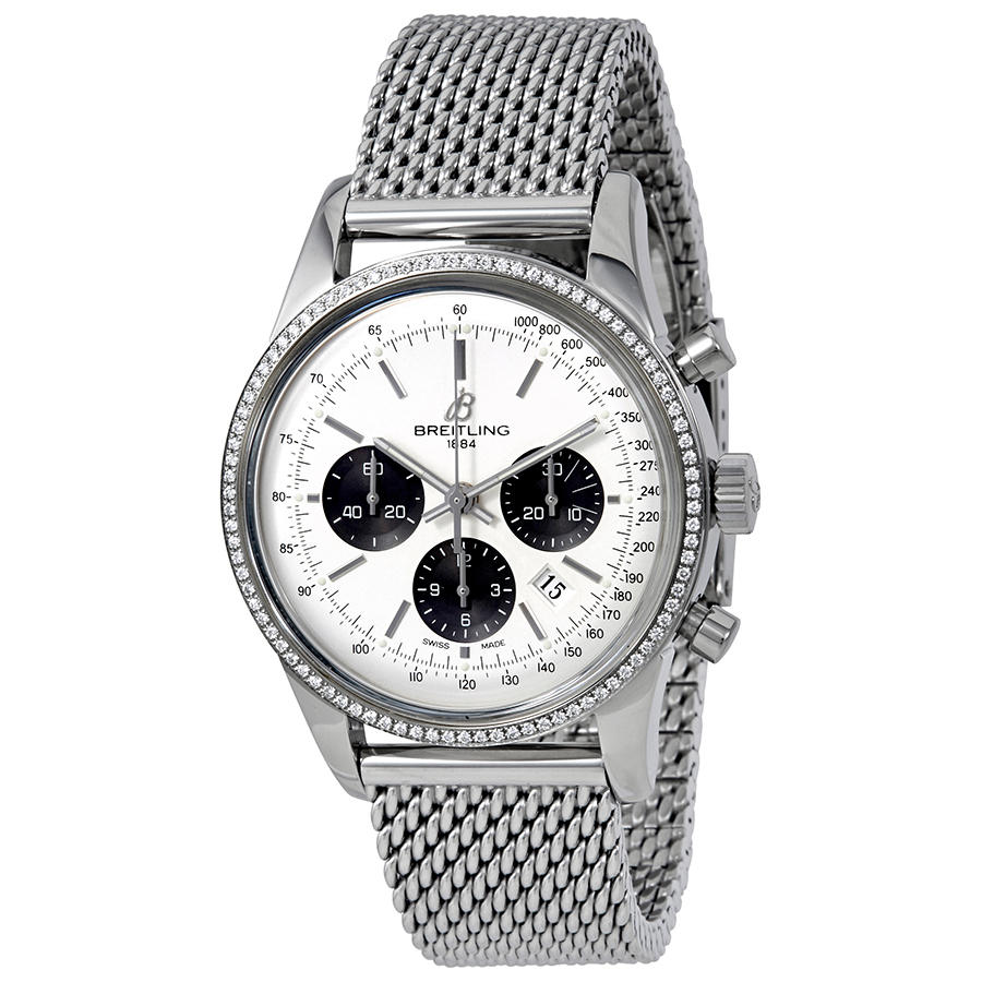 Breitling Transocean Chronograph Silver Dial Men's Watch AB015253-G724SS