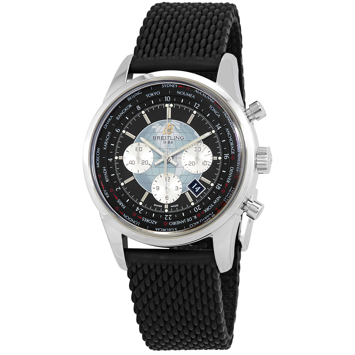 Breitling Transocean Chronograph Unitime Automatic Black Dial Men's Watch AB0510U4/BB62 440X-A20D.1