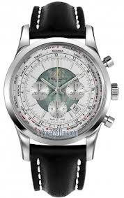 Breitling Transocean Chronograph Unitime Silver Dial Men's Watch AB0510U0-A732BKLT
