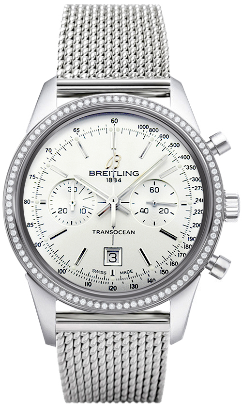 Breitling Transocean Chronograph White Dial Stainless Steel Men's Watch A4131053-G757SS
